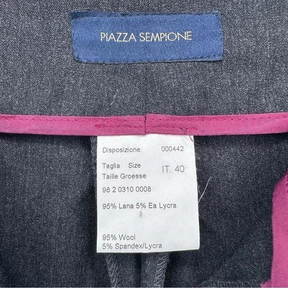 Piazza Sempione Dark Gray Stretch Wool Pleated Tapered Pants Size US 4 - Picture 7 of 8